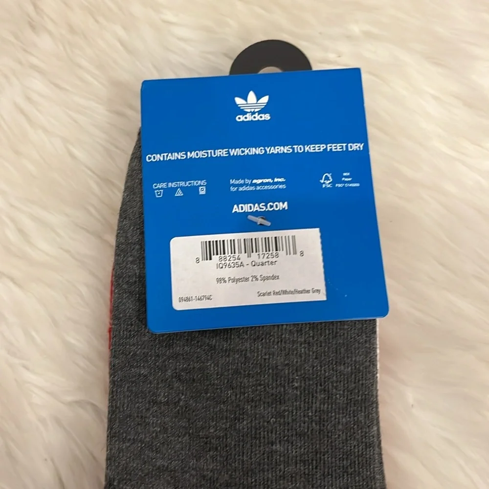 Adidas Multicolor Set of 3  Men’s Socks Trefoil Quarter Size 6-12 New